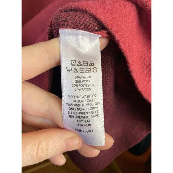 Nanette Lepore M red long sleeve sweater zip hem black cuffed wool blend - Picture 10 of 10